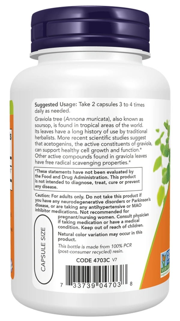 Now Graviola 500 mg - 100 Veg Capsules