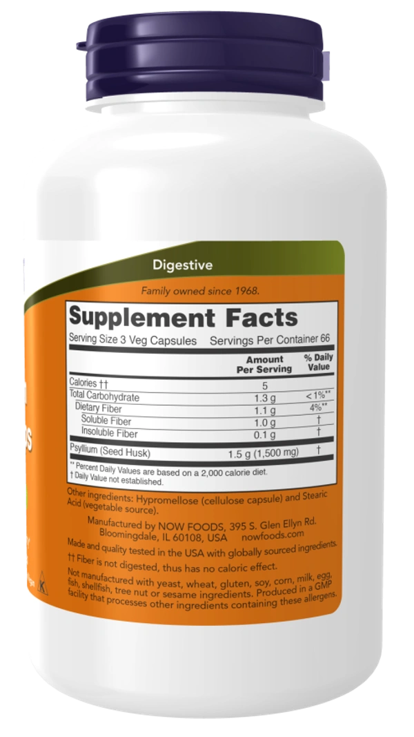 Now Psyllium Husk 500 mg - 500 Veg Capsules
