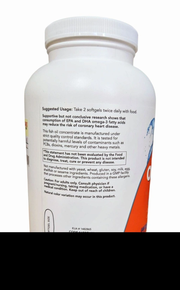 Now Omega-3 Fish Oil, Molecularly Distilled 500 Softgels