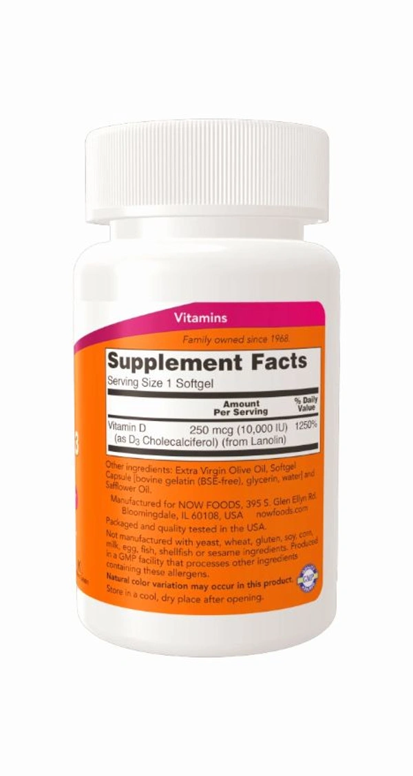 Now Vitamin D-3 10,000 IU- - 240 Softgels