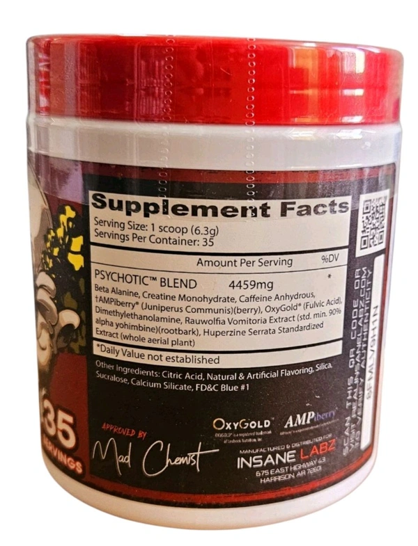 Insane Labz Psychotic - 35 servings, Blue Raspberry