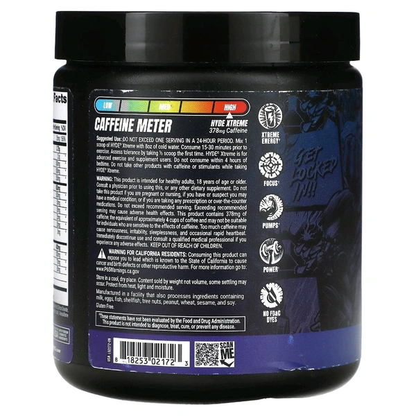 ProSupps Hyde Xtreme, Hard-Hitting Energy Pre Workout - (210 g), Blue Razz