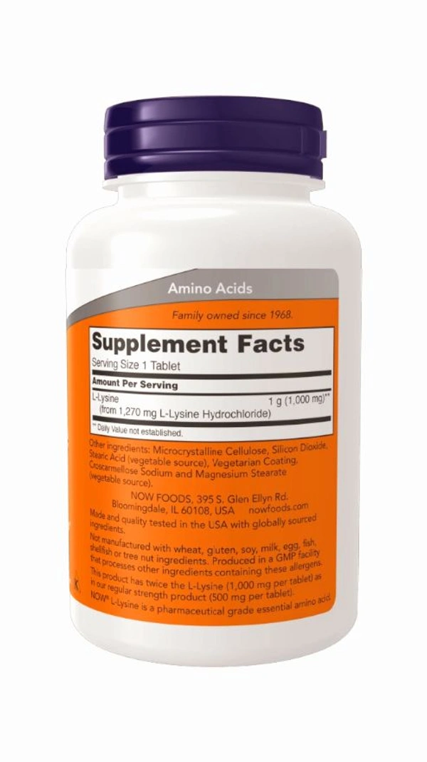 Now L-Lysine, Double Strength 1000 mg Tablets - 100 Tablets