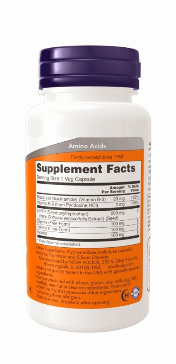 Now 5-HTP, Double Strength 200 mg Veg Capsules - 60