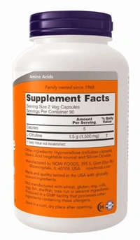 NOW L-Citrulline 750 mg - 180 Veg Capsules