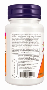 Now MK-7 Vitamin K-2 Extra Strength 300 mcg - 60 Veg Capsules