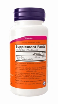 Now Vitamin B-6 100 mg - 250 Veg Capsules
