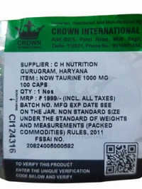 Now Taurine, Double Strength 1000 mg - 100 Veg Capsules