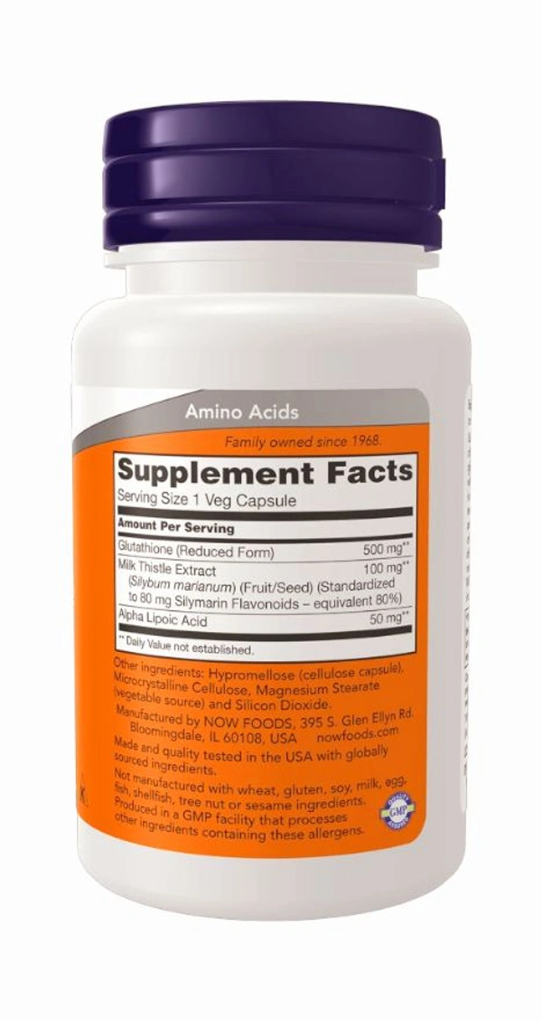 Now Glutathione 500 mg - 60 Veg Capsules