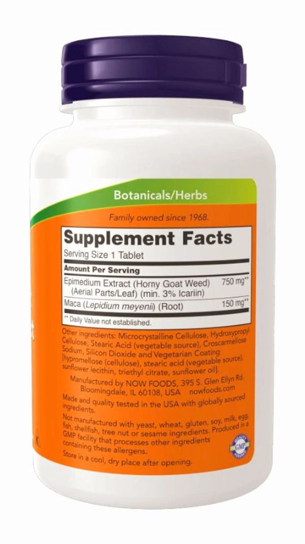 Now Horny Goat Weed Extract 750 mg - 90 Tablets