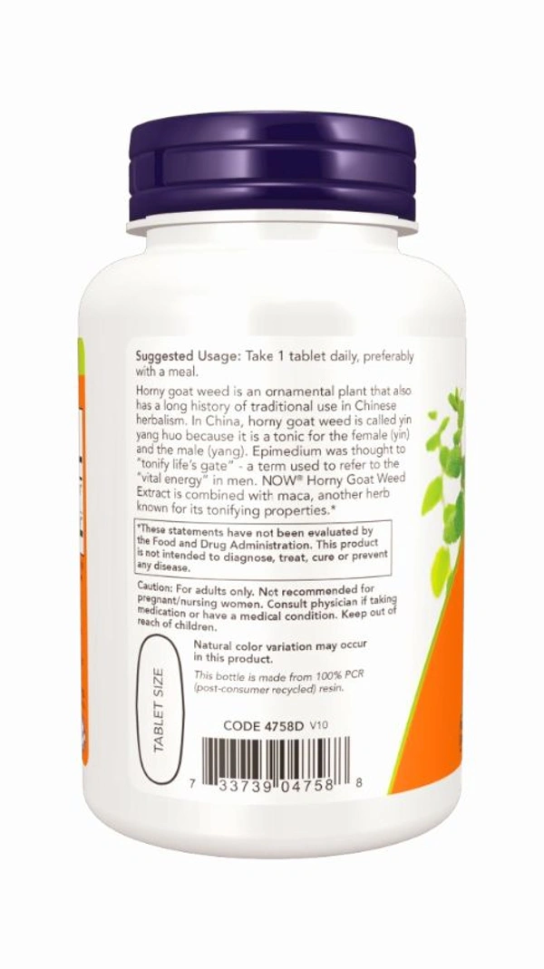Now Horny Goat Weed Extract 750 mg - 90 Tablets