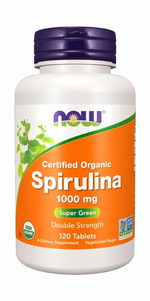Now Spirulina, Double Strength, Organic 1000 mg - 120 Tablets