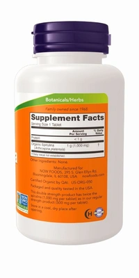Now Spirulina, Double Strength, Organic 1000 mg - 120 Tablets