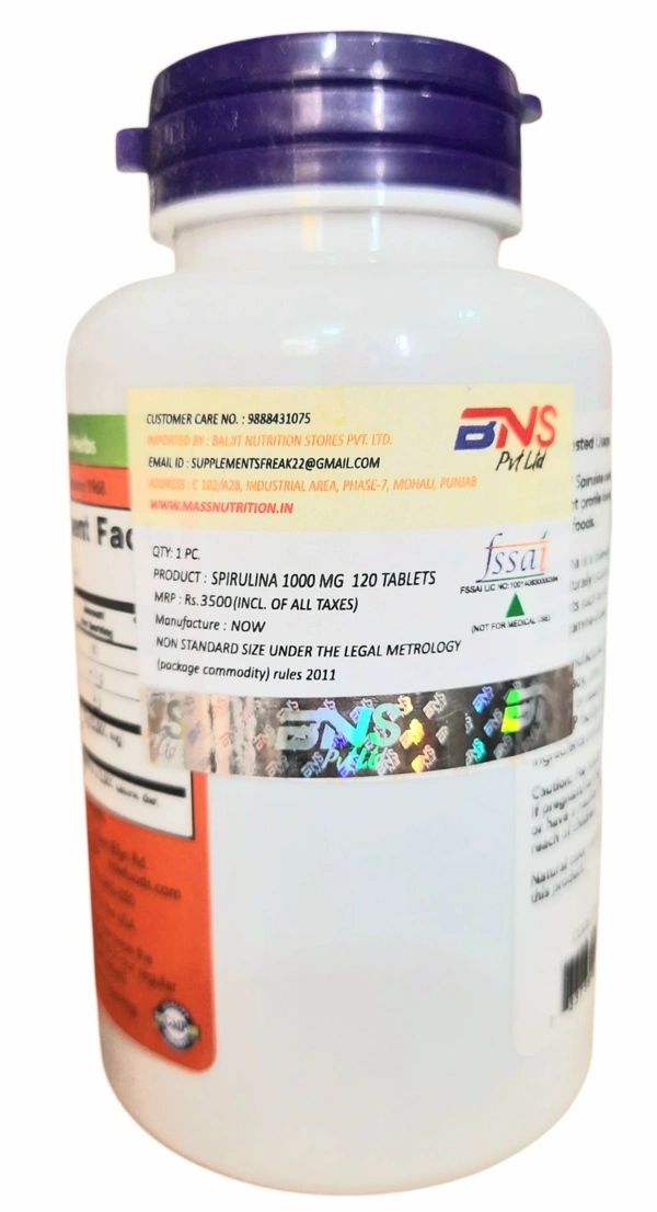 Now Spirulina, Double Strength, Organic 1000 mg - 120 Tablets