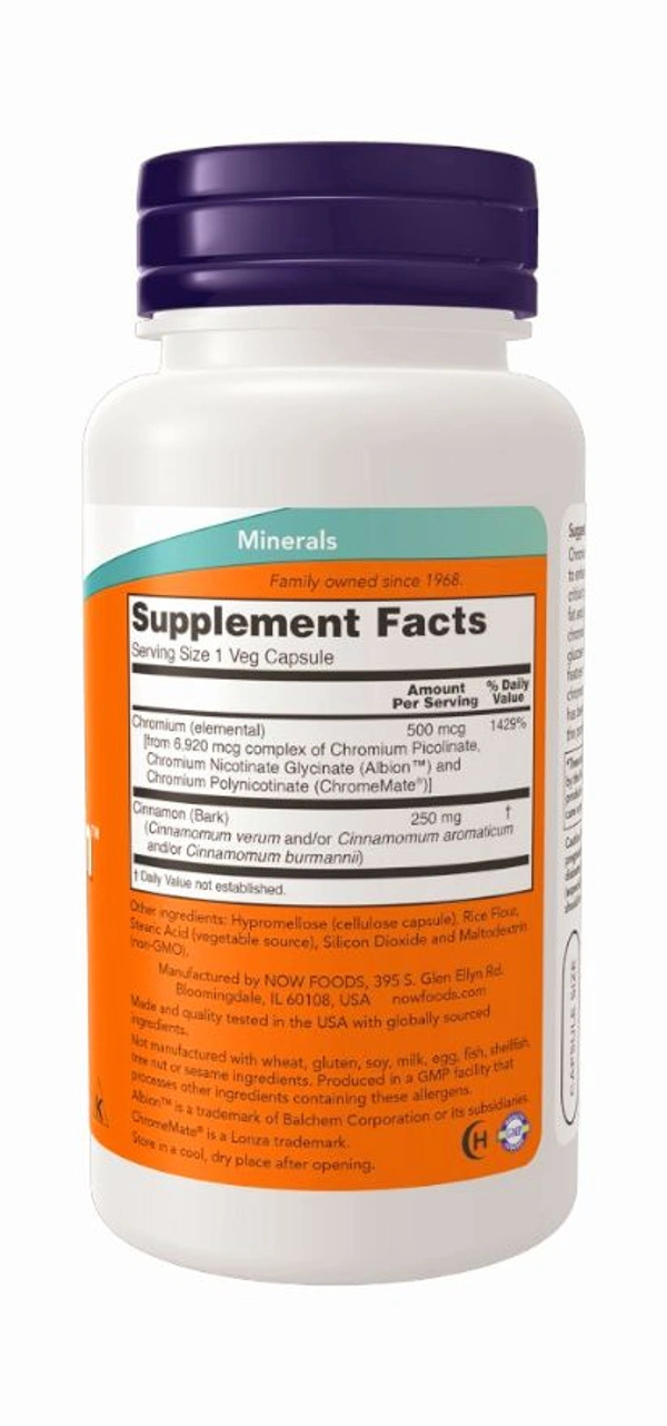 Now Tri-Chromium 500 mcg with Cinnamon - 90 Veg Capsules