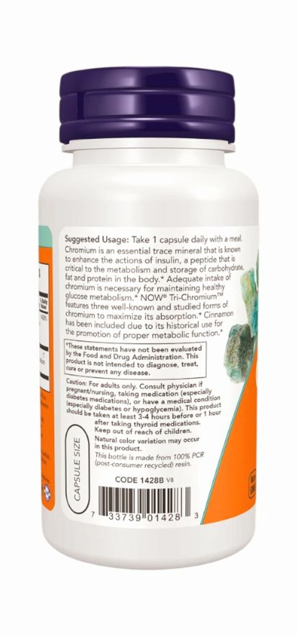 Now Tri-Chromium 500 mcg with Cinnamon - 90 Veg Capsules