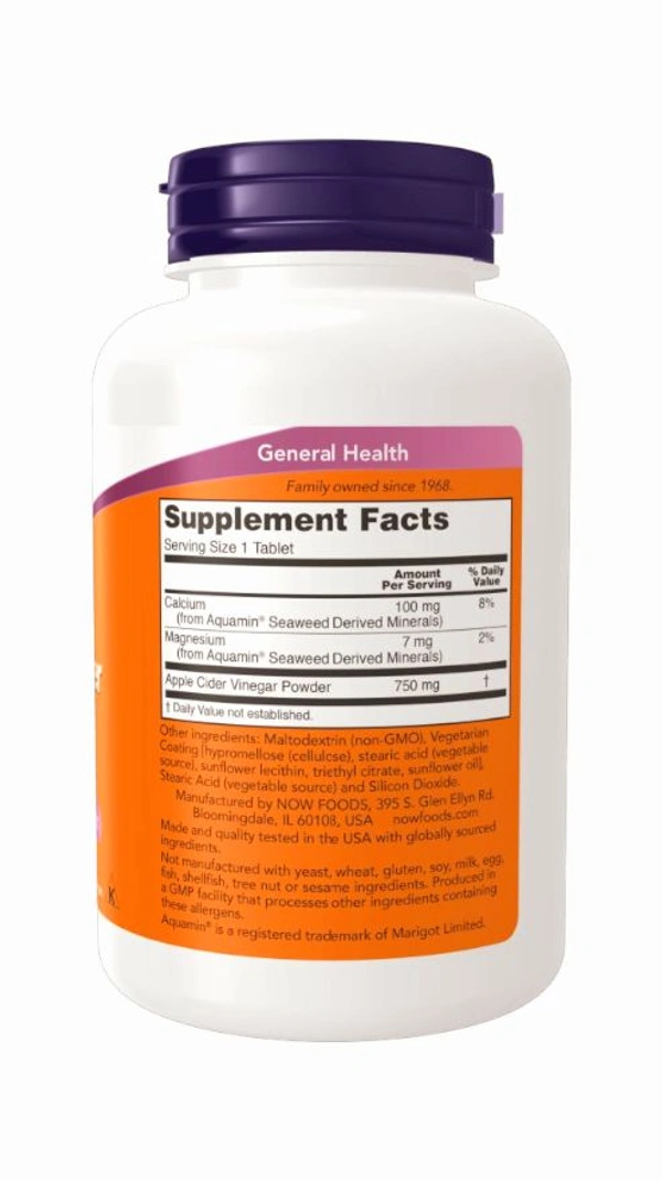 Now Apple Cider Vinegar, Extra Strength 750 mg - 180 Tablets