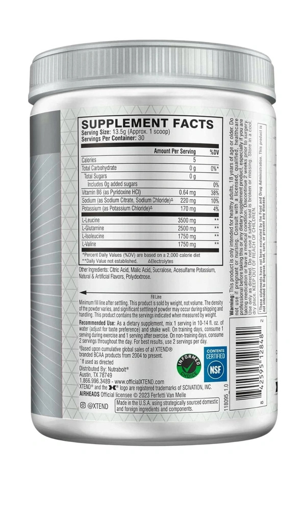 Scivation XTEND Original BCAA - 30 servings, Airheads White Mystery