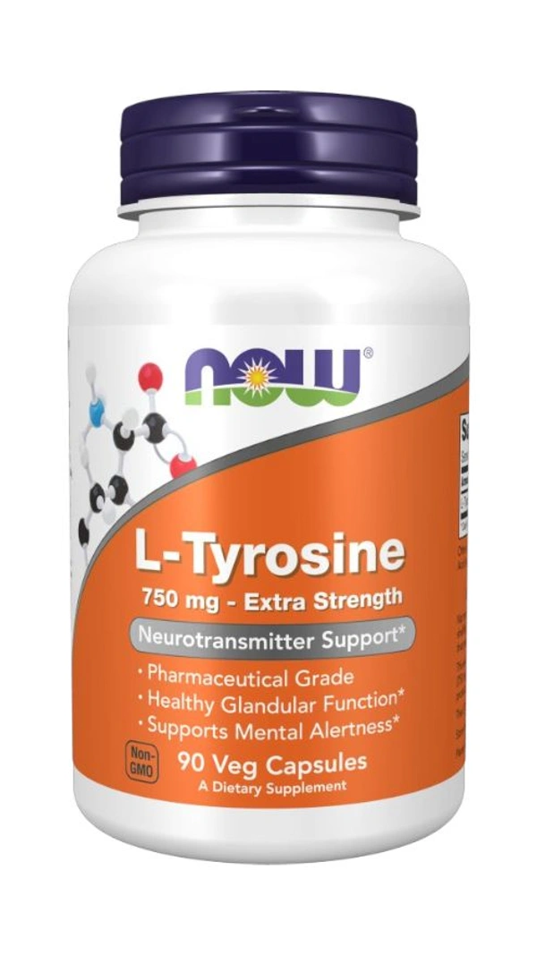 Now L-Tyrosine 750 mg, Extra Strength - 90 Veg Capsules