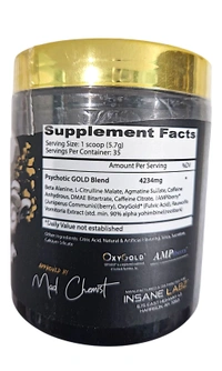 Insane Labz Psychotic Gold Pre Workout 35 Servings - 200g, Piña Colada
