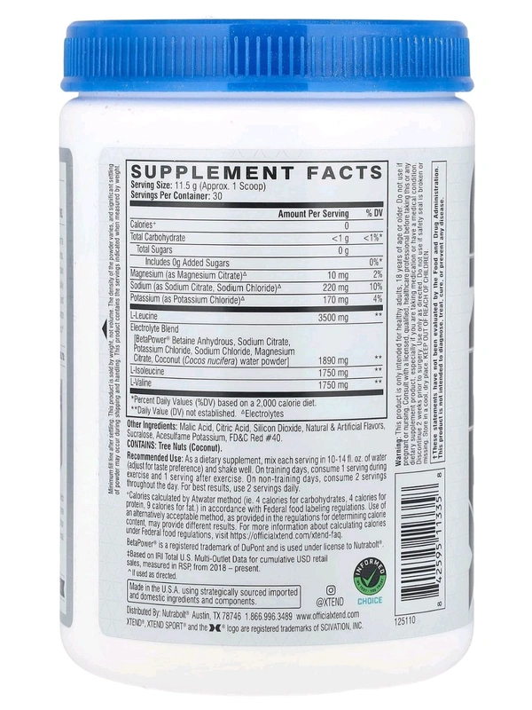 Scivation XTEND Original BCAA Powder 30 Servings - 12.2 oz (345 g), Strawberry Kiwi Splash