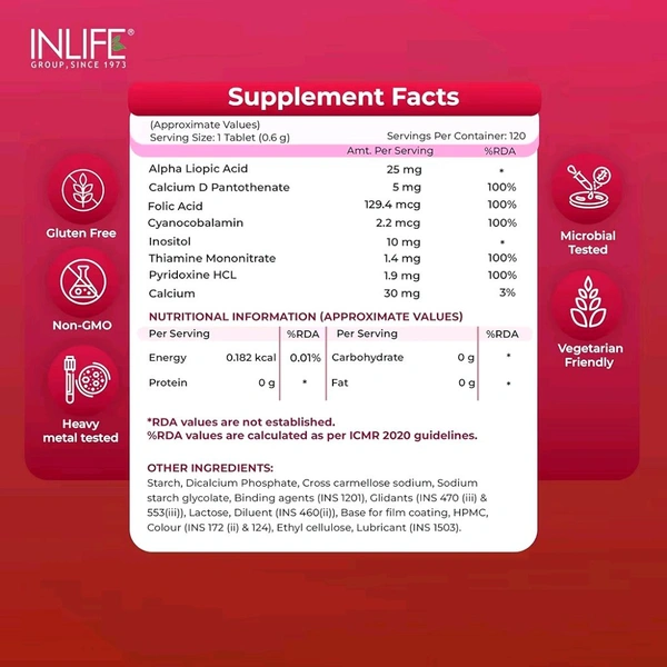 Inlife Vitamin B12 Supplement with ALA, Folic Acid, Inositol