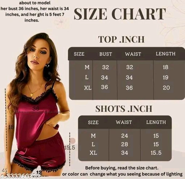 ANAMIKA-NIGHT-WEAR Stylish Lingerie Babydoll Set || Women's Babydolls | lace Top & Shorts | Anamika Nightwear || Nacker Top Honeymoon Sex | Babydolls Sexy Lingerie for Honeymoon | Nightdress - S, Bright Red