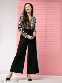 KRINISH Women's Stylish Printed Jumpsuit - Black, Sx