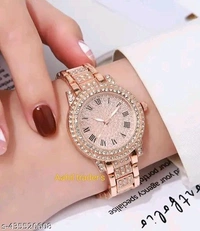 Aahil Trader's New fhasion women luxury diamond shiny Cristal wrists brand type's quartz watch for women and pretty girls - Free Size, Anzac