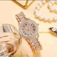 Aahil Trader's New fhasion women luxury diamond shiny Cristal wrists brand type's quartz watch for women and pretty girls - Free Size, Anzac