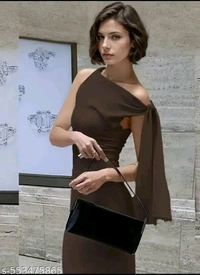 Brown Solid Tie Up Maxi Dress - Morocco Brown, XXL