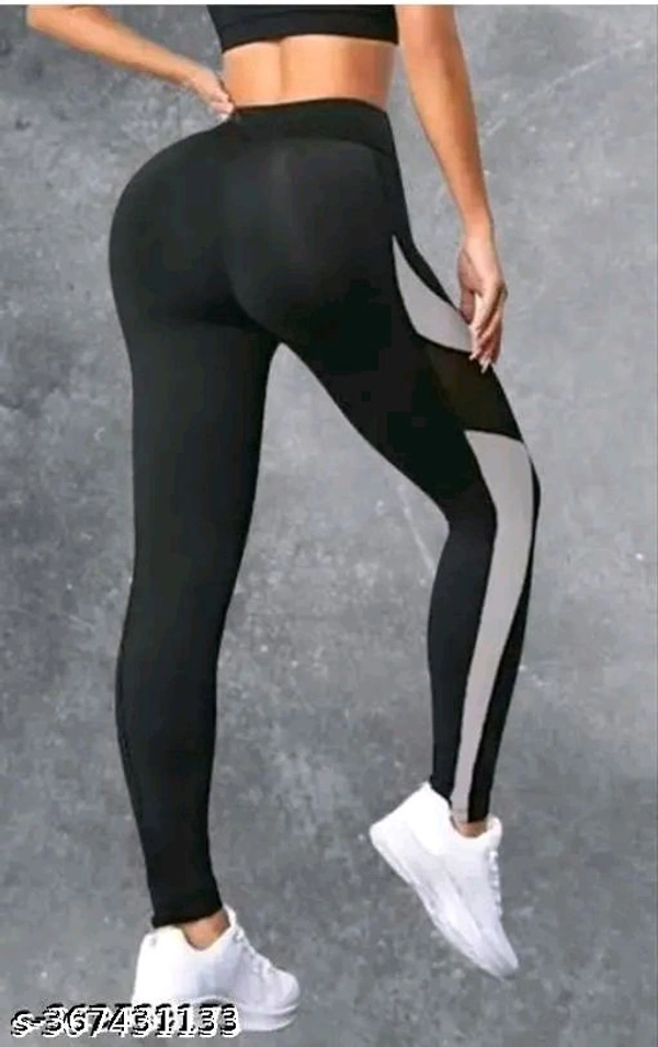 Eluxia Fit Yoga Gym Regular Fit Ankle Length Track Pants Jeggings | Stretchable Striped Sports Track Pant | Sports Tights |For Women's &Girl's (Black) - Green, White