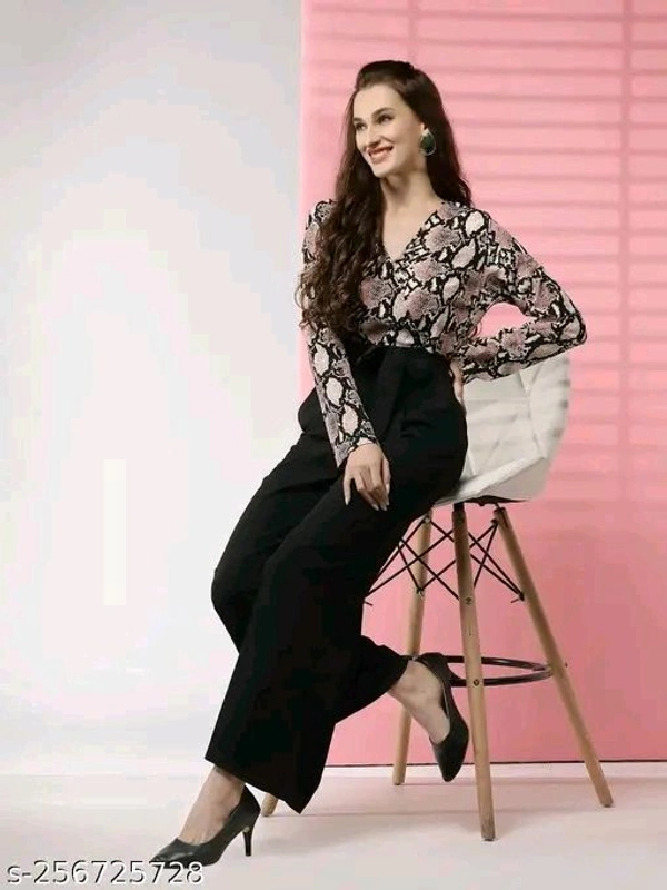 KRINISH Women's Stylish Printed Jumpsuit - Black, M