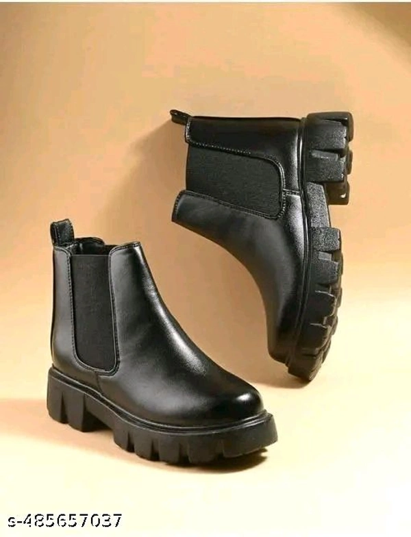 M/S GUNJAN INTERNATIONAL Latest Graceful Casual Chelsea Boots Girls - Black, IND-4