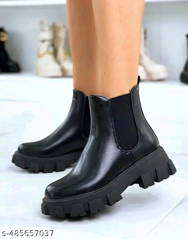 M/S GUNJAN INTERNATIONAL Latest Graceful Casual Chelsea Boots Girls - Black, IND-5