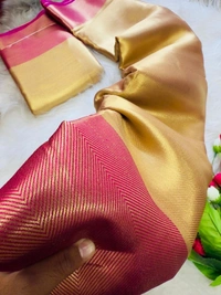 Celebrity Style Banarasi Golden Tissue Zari Silk Saree – Premium Collection - FREE