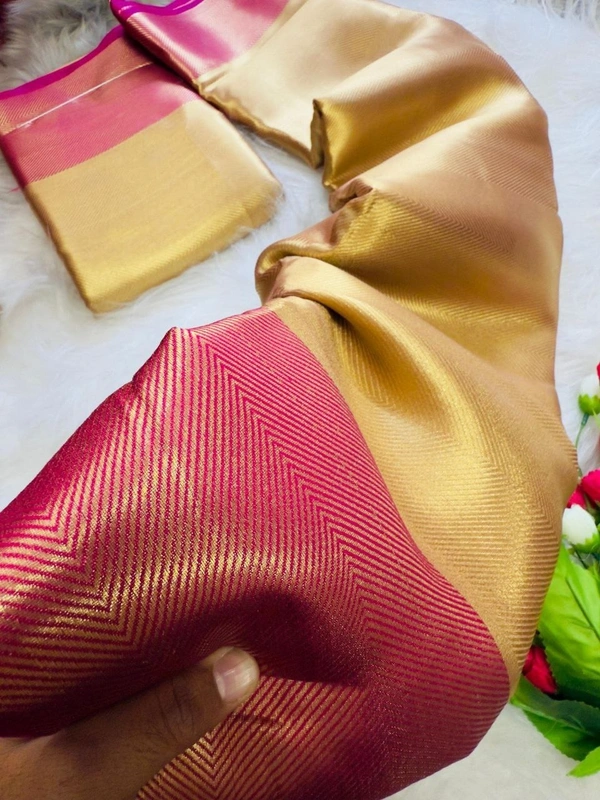 Celebrity Style Banarasi Golden Tissue Zari Silk Saree – Premium Collection - FREE