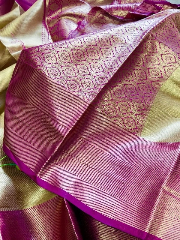 Celebrity Style Banarasi Golden Tissue Zari Silk Saree – Premium Collection - FREE