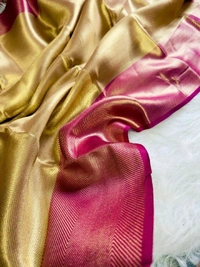 Celebrity Style Banarasi Golden Tissue Zari Silk Saree – Premium Collection - FREE