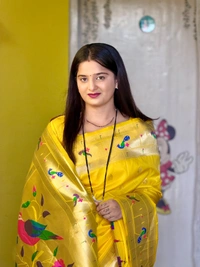 Diksha Desale Inspired Yellow Paithani Saree | Royal Maharashtrian Look -MPB001 - FREE, YELLOW