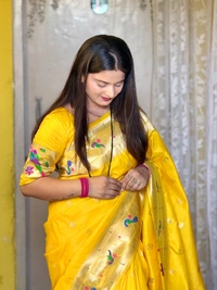 Diksha Desale Inspired Yellow Paithani Saree | Royal Maharashtrian Look -MPB001 - FREE, YELLOW