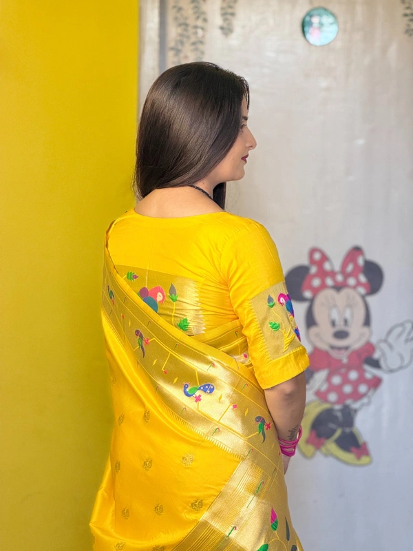 Diksha Desale Inspired Yellow Paithani Saree | Royal Maharashtrian Look -MPB001 - FREE, YELLOW