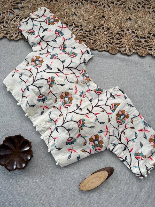 PAITHANI_HOUSE11 Elegant Khadi Cotton Saree with Heavy Embroidered Aura Cotton Padded Blouse (CF-160) - RAMA