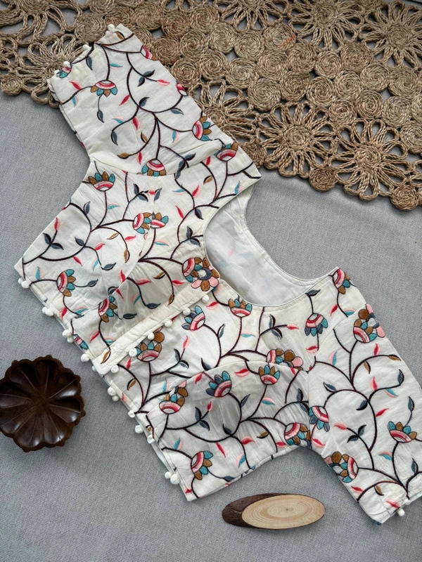 PAITHANI_HOUSE11 Elegant Khadi Cotton Saree with Heavy Embroidered Aura Cotton Padded Blouse (CF-160) - RAMA