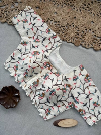 Elegant Khadi Cotton Saree with Heavy Embroidered Aura Cotton Padded Blouse (CF-160) - Free