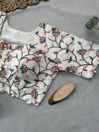 PAITHANI_HOUSE11 Elegant Khadi Cotton Saree with Heavy Embroidered Aura Cotton Padded Blouse (CF-160) - DARK GREY