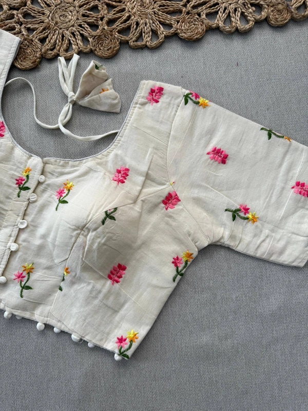 PAITHANI_HOUSE11 Pure Desi Khadi Cotton Saree with Floral Embroidered Blouse – CF-157 | Premium Handloom Saree for Women - PINK