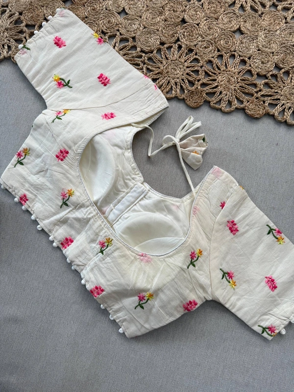 PAITHANI_HOUSE11 Pure Desi Khadi Cotton Saree with Floral Embroidered Blouse – CF-157 | Premium Handloom Saree for Women - PINK