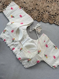 PAITHANI_HOUSE11 Pure Desi Khadi Cotton Saree with Floral Embroidered Blouse – CF-157 | Premium Handloom Saree for Women - GREEN