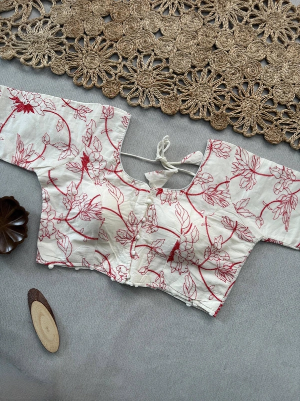 PAITHANI_HOUSE11 Traditional Khadi Cotton Saree for Women | Red Floral Blouse – CF-156 - WINE